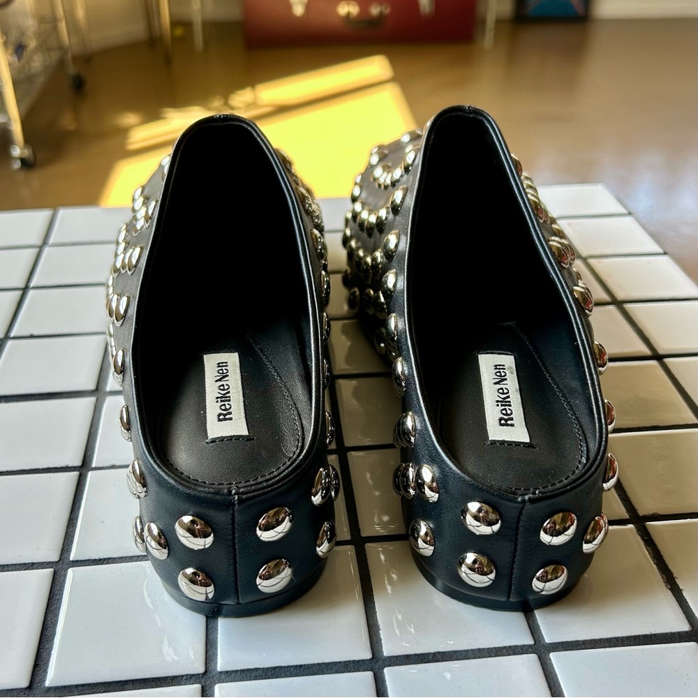 Reike Nen Black Silver Studded Leather Clogs, Sz EU 40 / US 10 new without box - Picture 3 of 7